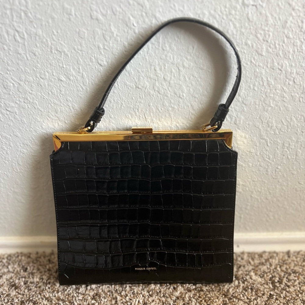 Mansur Gavriel Elegant Bag Croc Black NWOT - Picture 3 of 6
